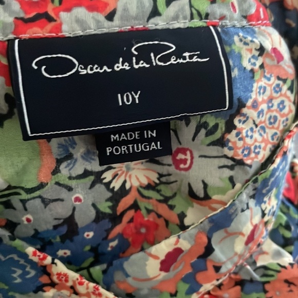 Oscar de La Renta Girls’ Floral Print Ruffle-Accented Top size 10 - Picture 4 of 5